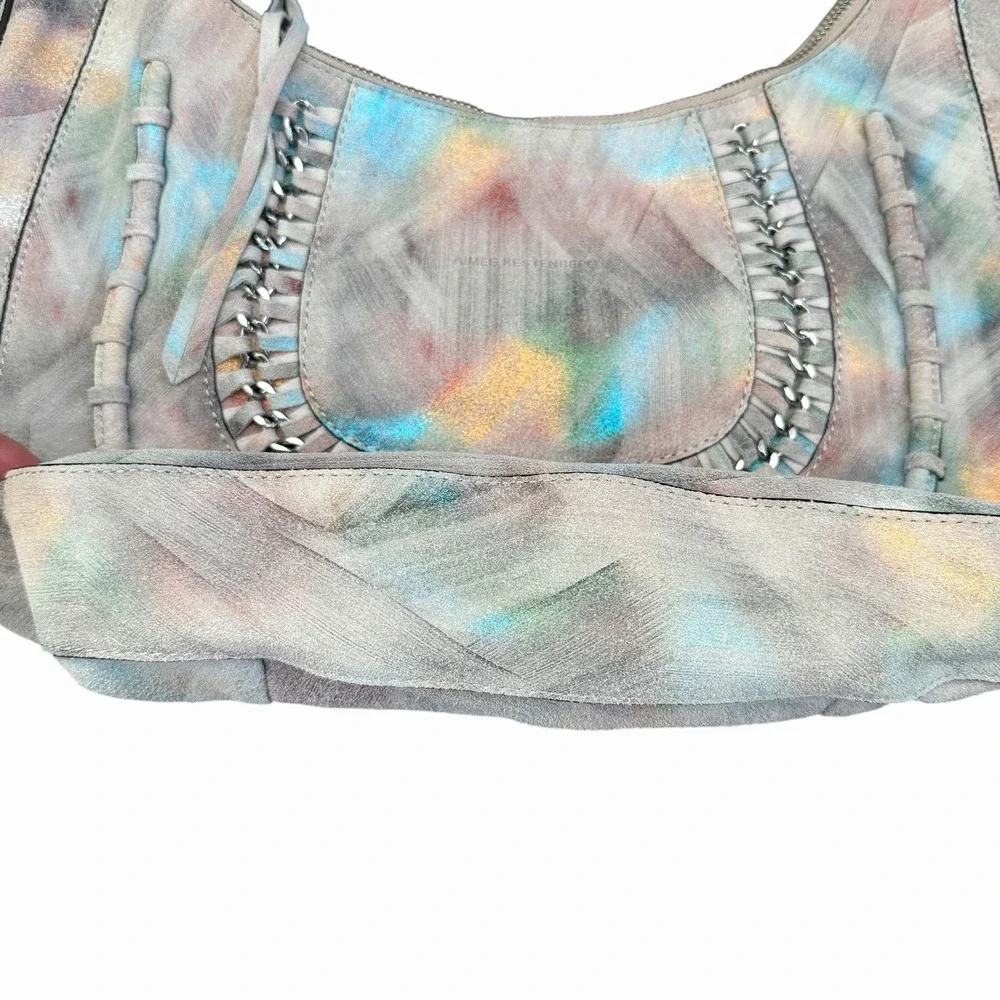 Aimee Kestenberg Rainbow Iridescent Leather Hobo Bag NWOT Boho Hippie Genny